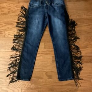 Fringe  CUSTOM Accent Blue Skinny Leg Jeans